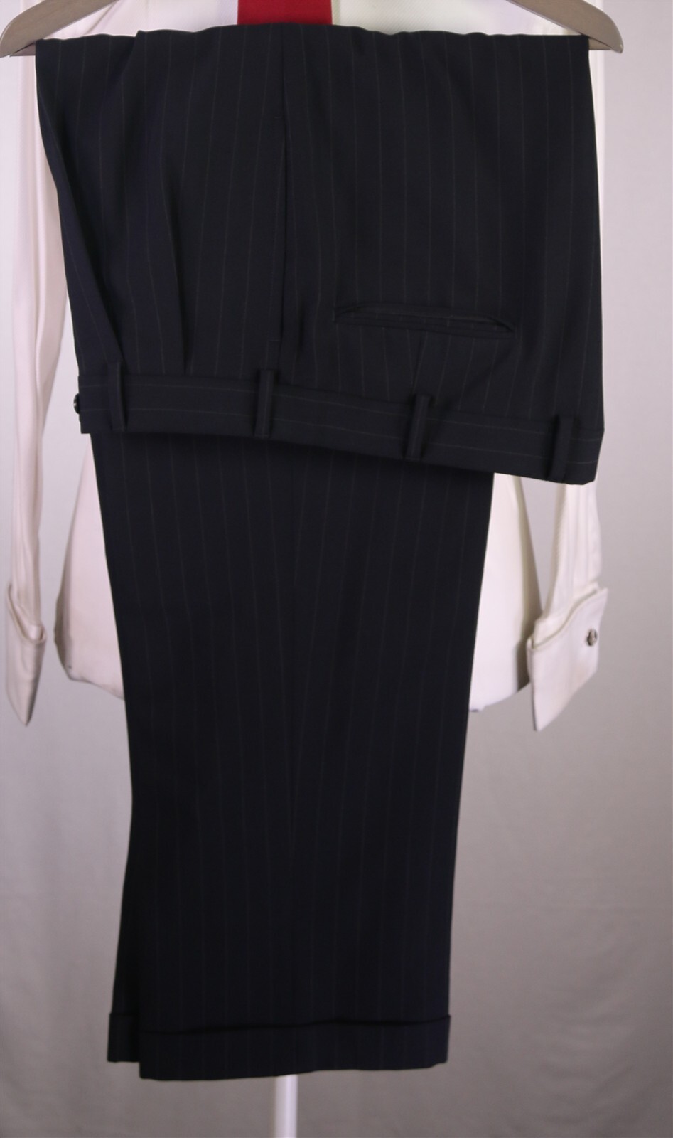 Brooks Brothers Navy Blue Chalkstripe Striped 2-Btn Wool Stretch Suit 41L 42L