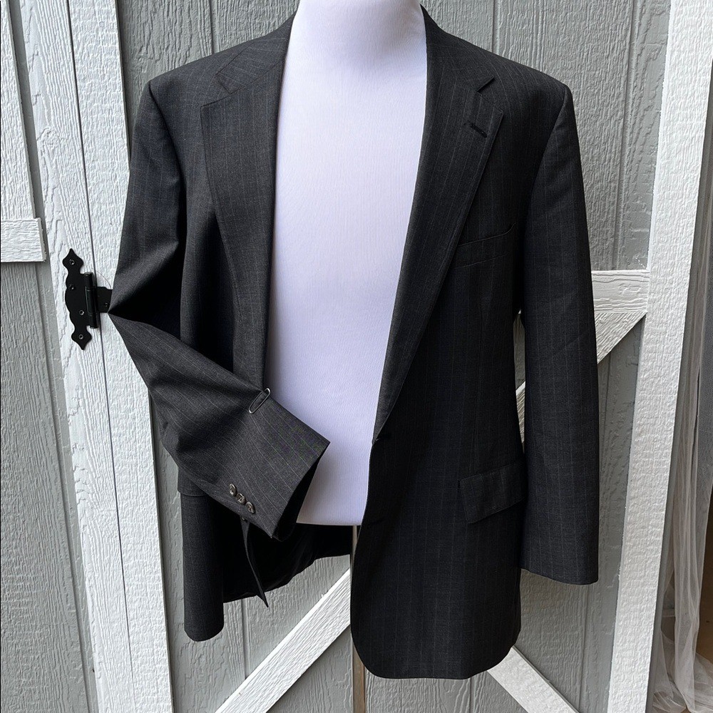 Brooks Brothers Gray Pinstripe 2 Button Suit Jacket Size 42R ? See Measurements